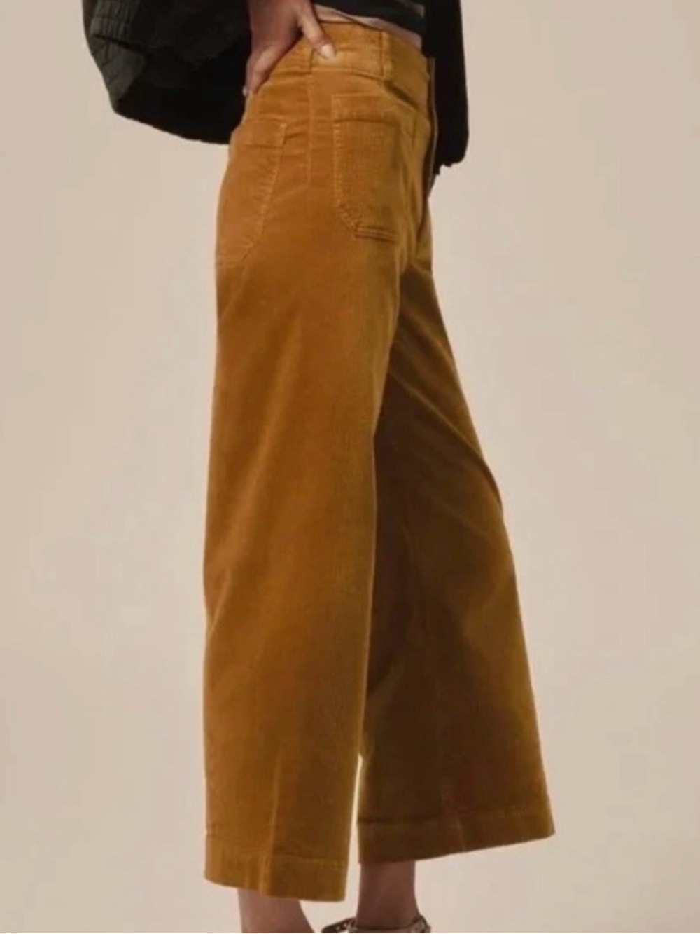 NWT Maeve by Anthropologie The Colette Corduroy Cropped Wide Leg Pants in Bronze - Picture 10 of 10